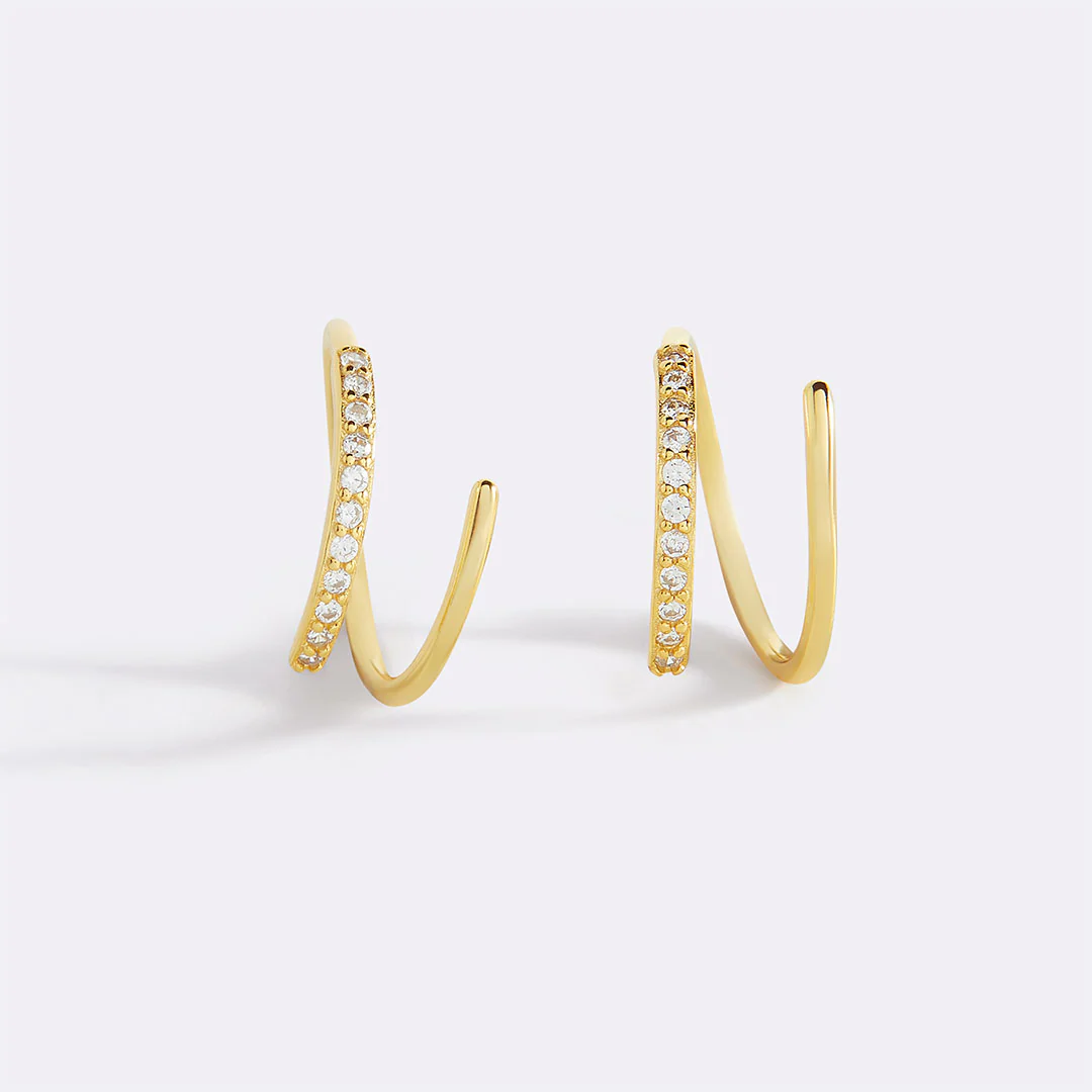 Double Loop Huggie Hoop Earrings - Image 17