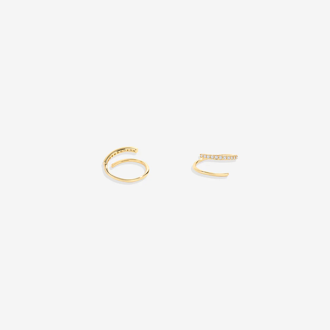 Double Loop Huggie Hoop Earrings - Image 7