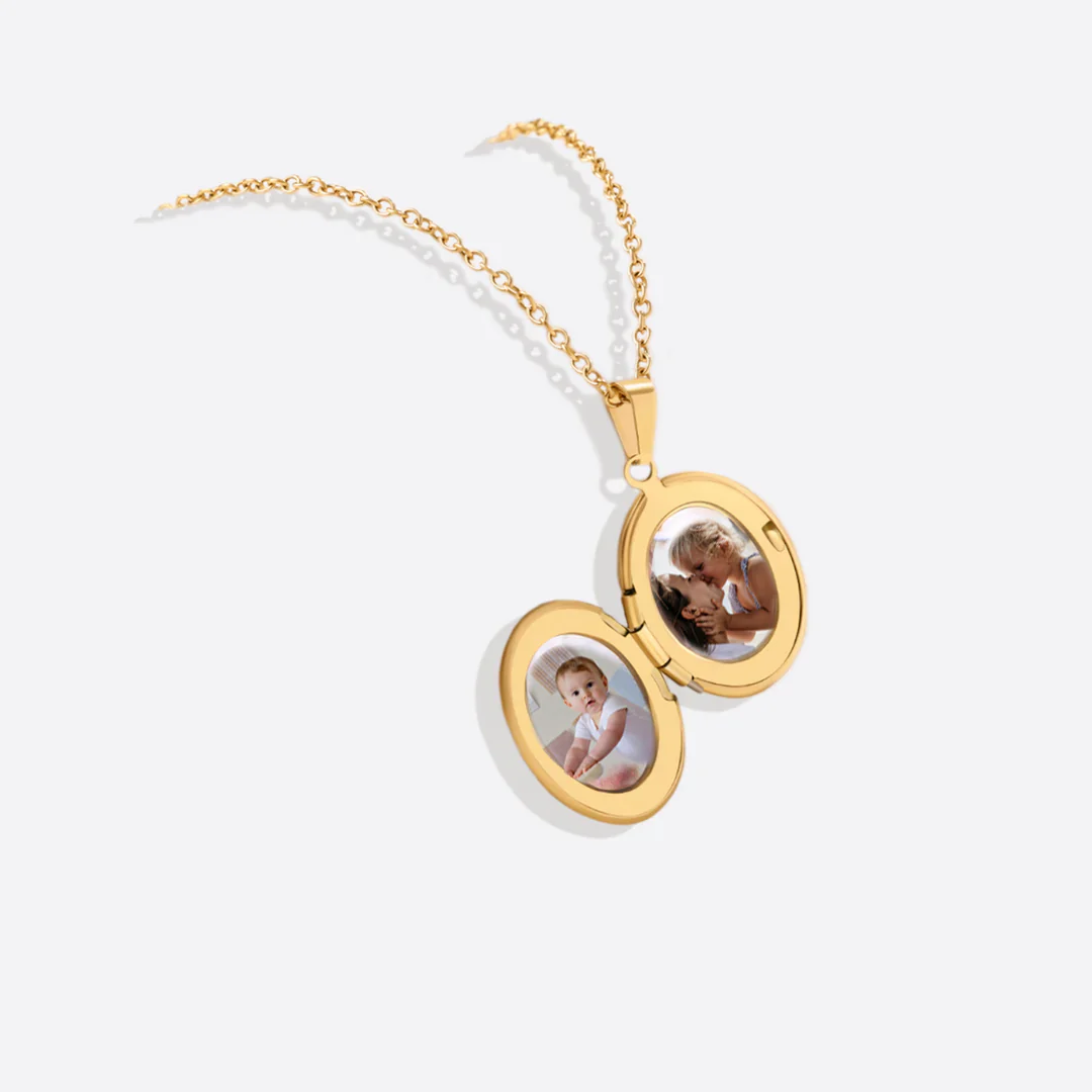 Engraved Oval Photo Locket Necklace - Image 23