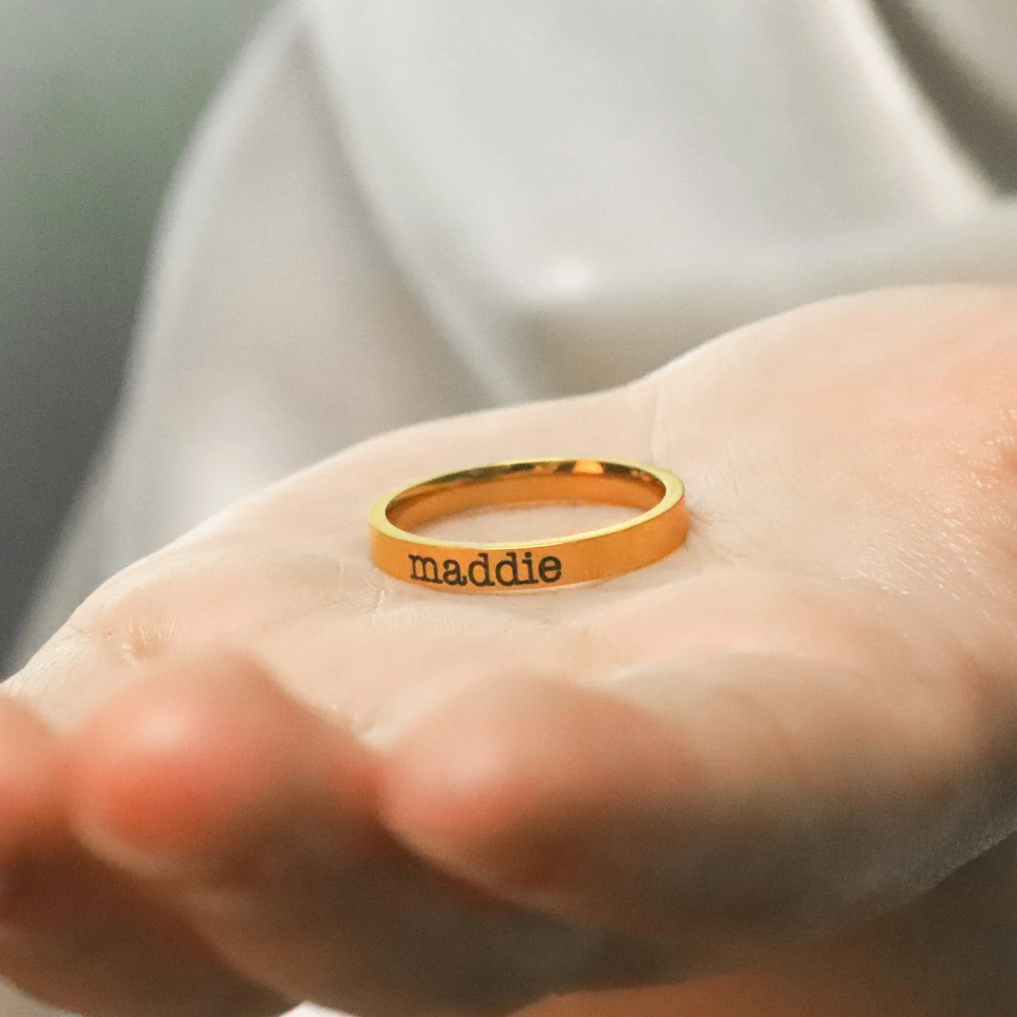 Engraved Stackable Name Ring | 3mm Band - Image 11