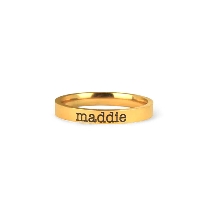 Engraved Stackable Name Ring | 3mm Band - Image 3