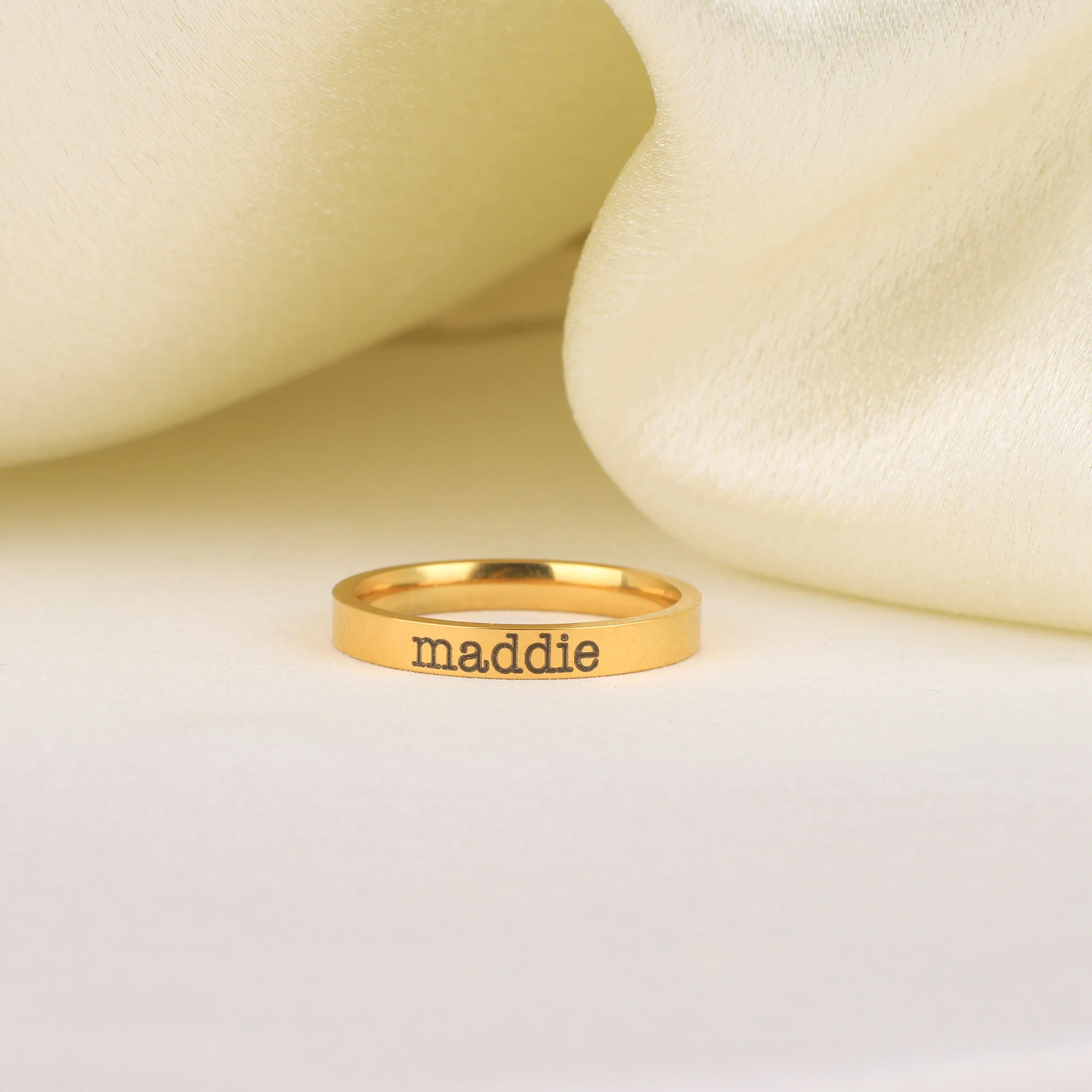 Engraved Stackable Name Ring | 3mm Band - Image 5