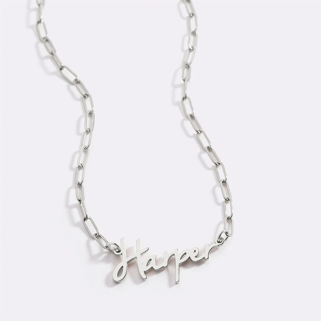 Fairy Name Necklace with Paperclip Chain - Image 32