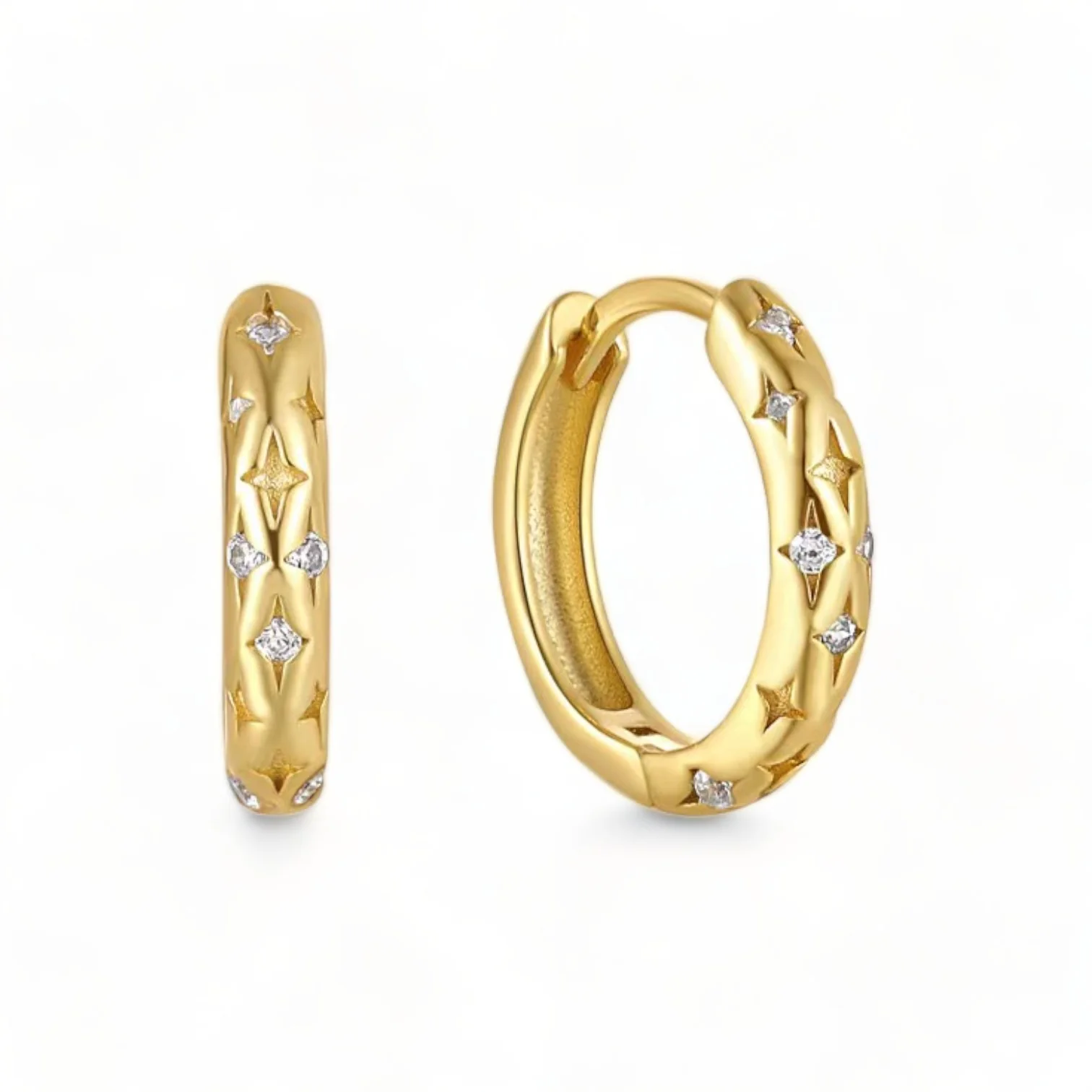 Falling Stars Huggie Hoop Earrings - Image 9