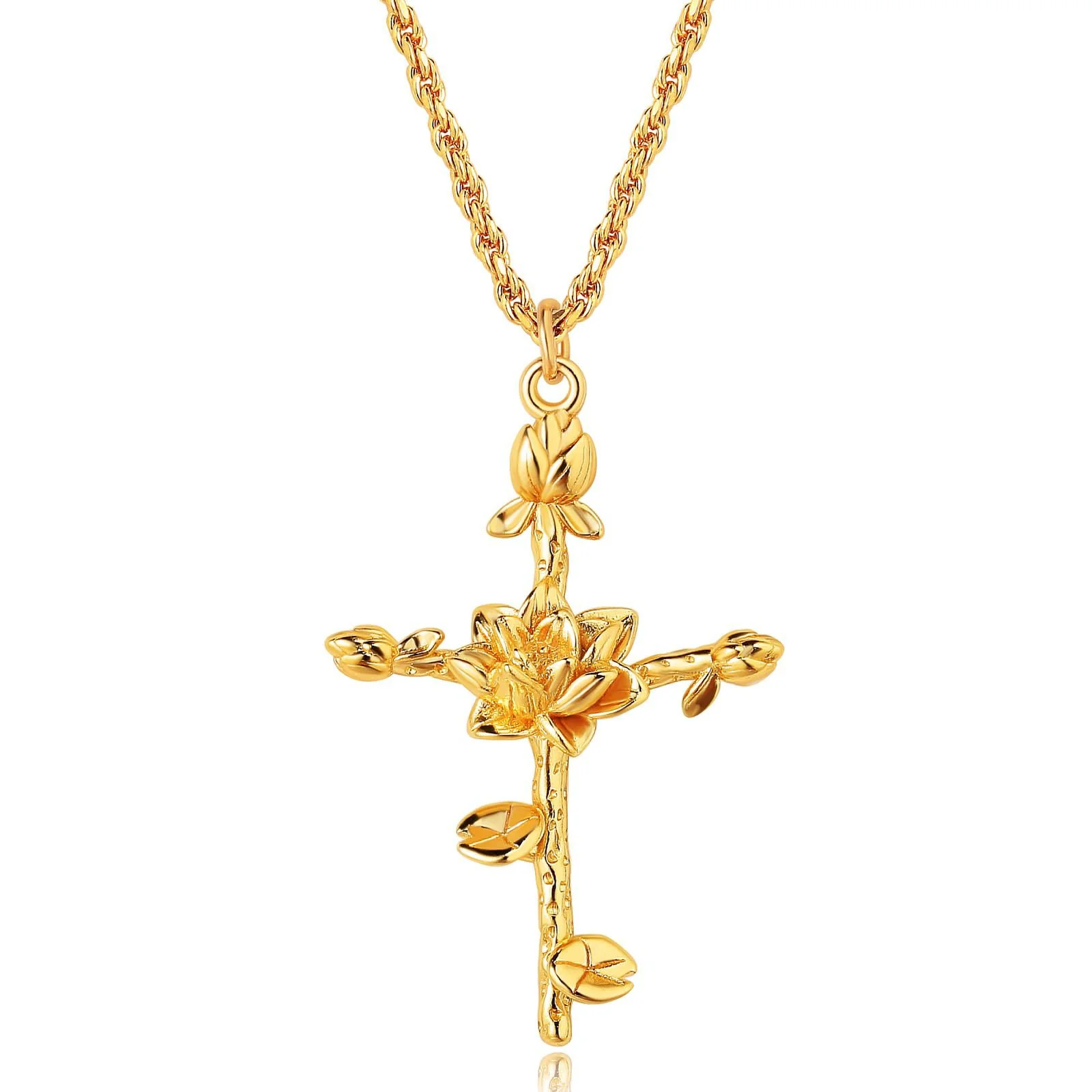 Floral Cross Pendant Necklace - Image 15