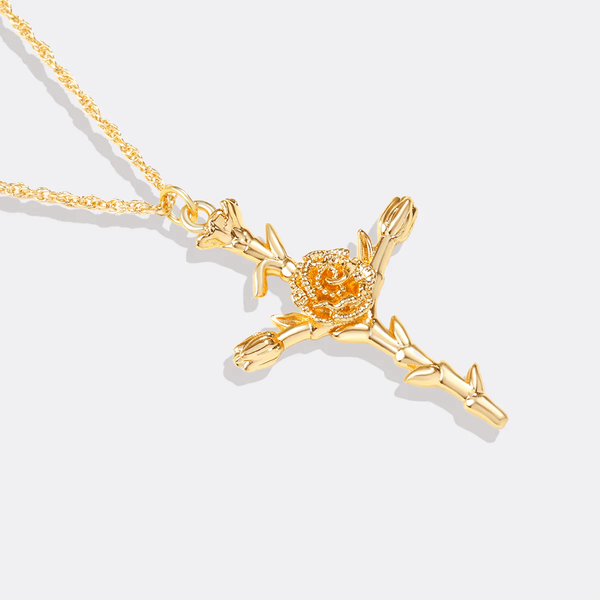 Floral Cross Pendant Necklace - Image 4