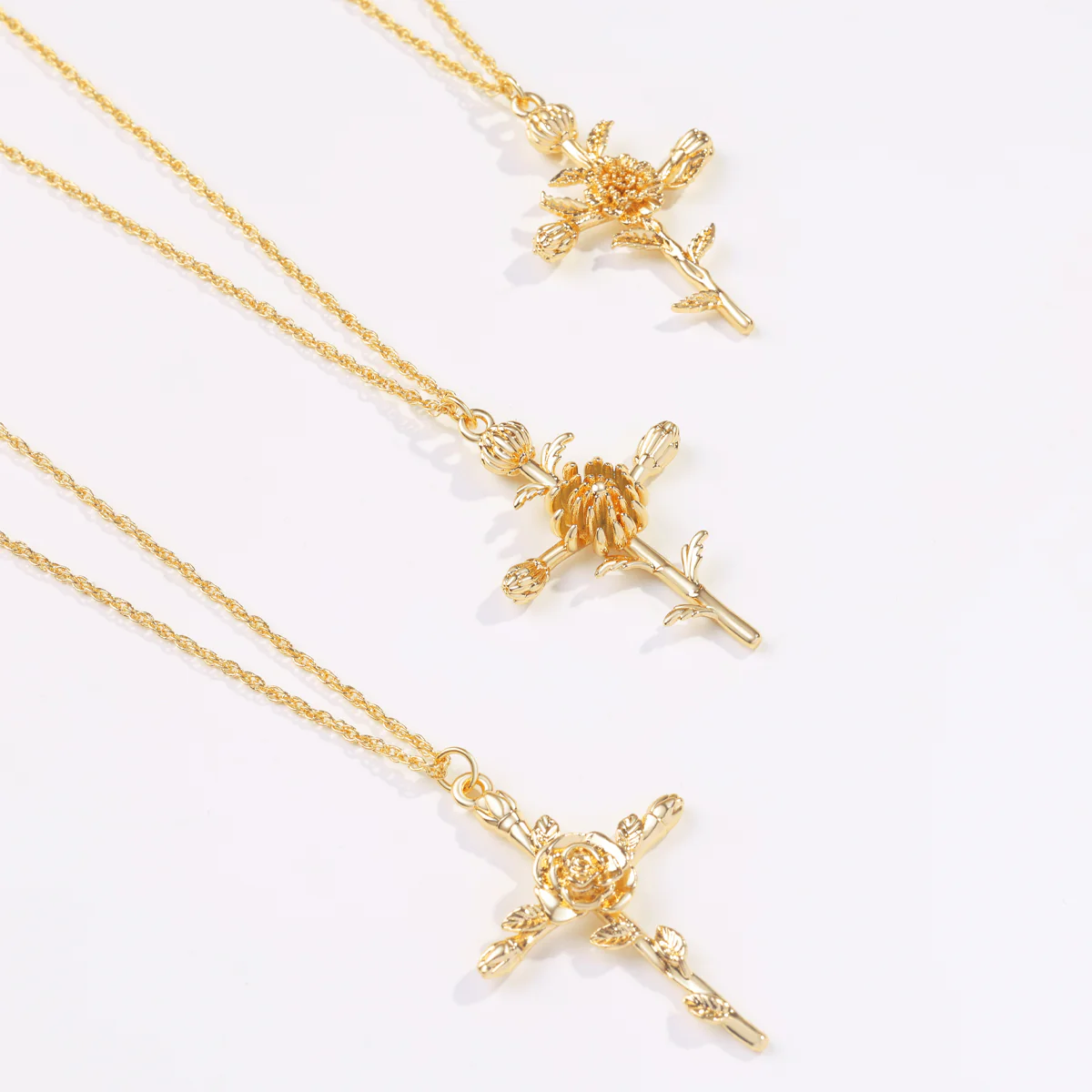 Floral Cross Pendant Necklace - Image 7