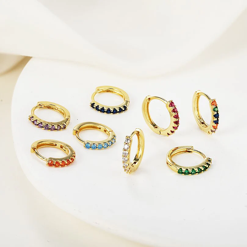 Gemstone Sleeper Huggie Hoop Earrings - Image 10