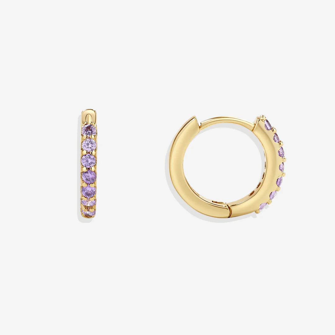 Gemstone Sleeper Huggie Hoop Earrings - Image 42