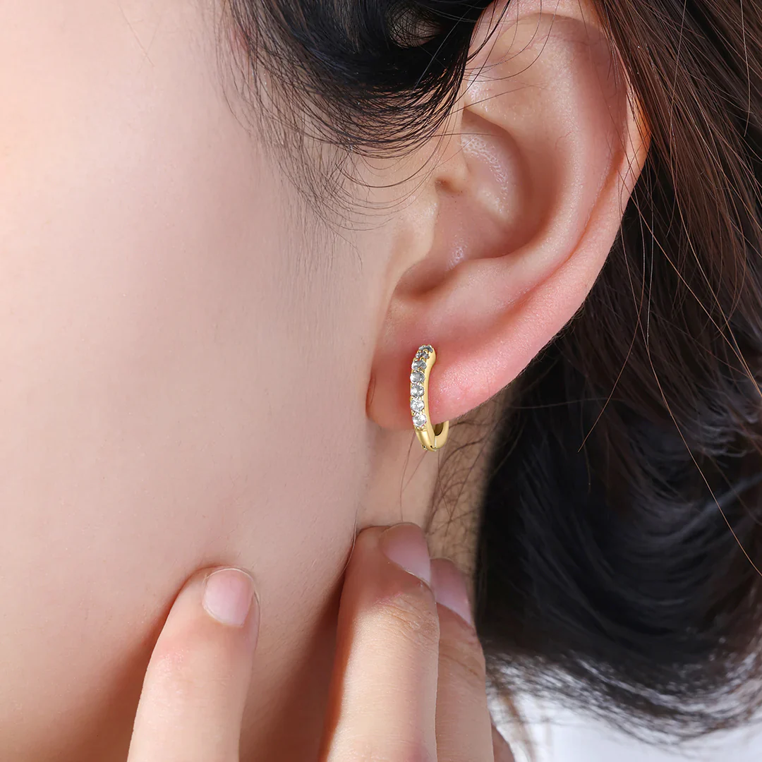 Gemstone Sleeper Huggie Hoop Earrings - Image 48