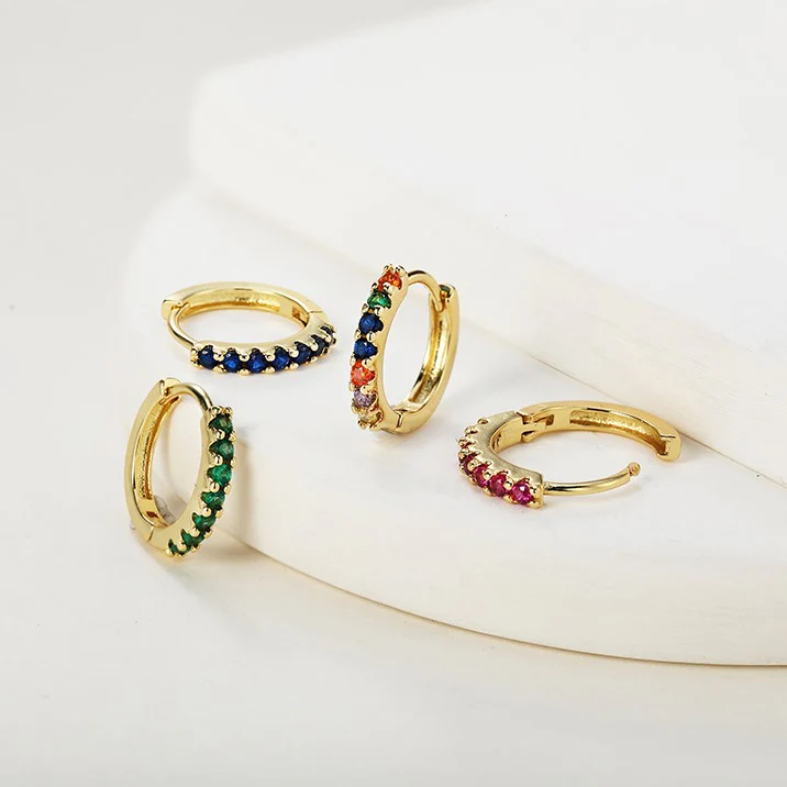 Gemstone Sleeper Huggie Hoop Earrings - Image 6