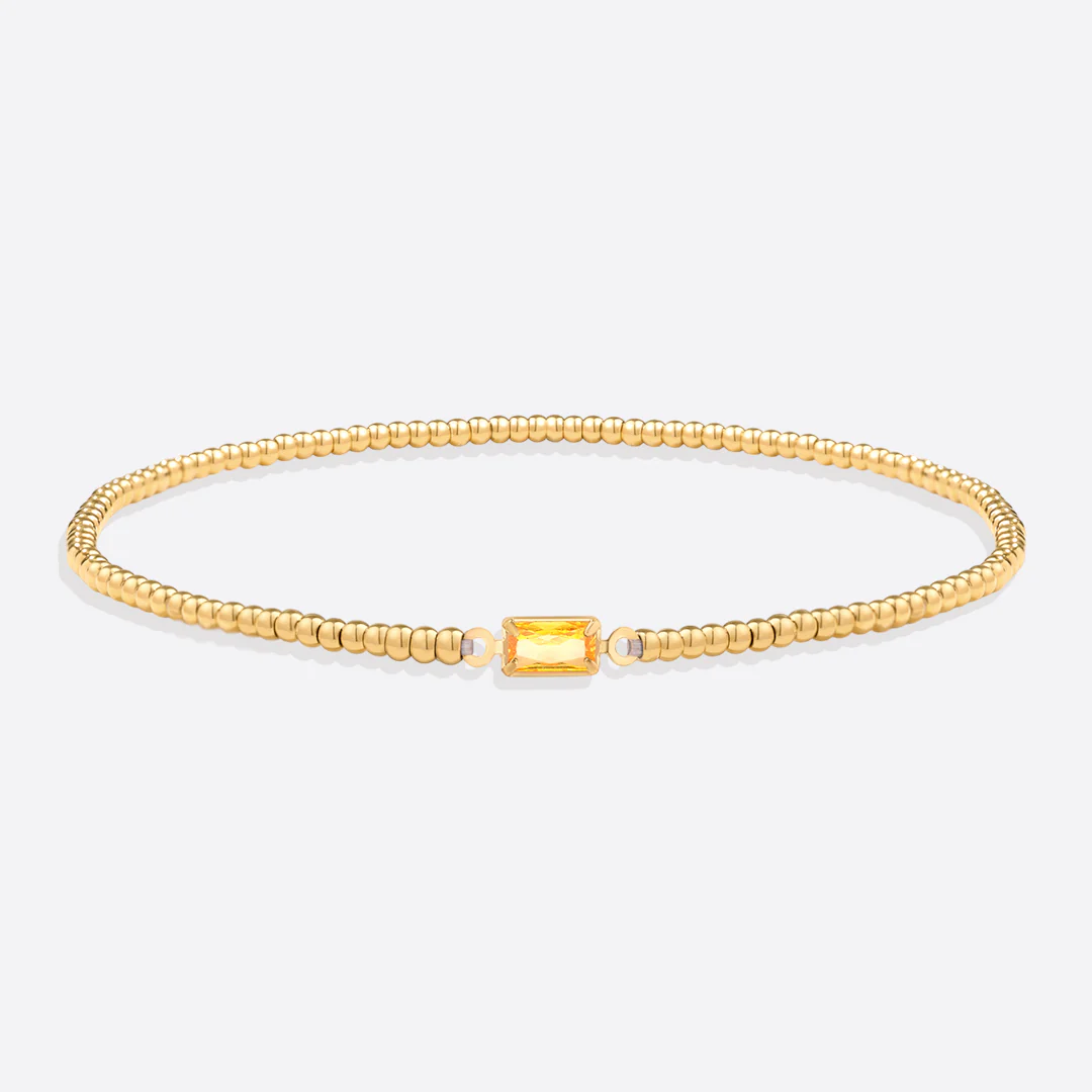 Gold Beaded Birthstone Bracelet - Image 25