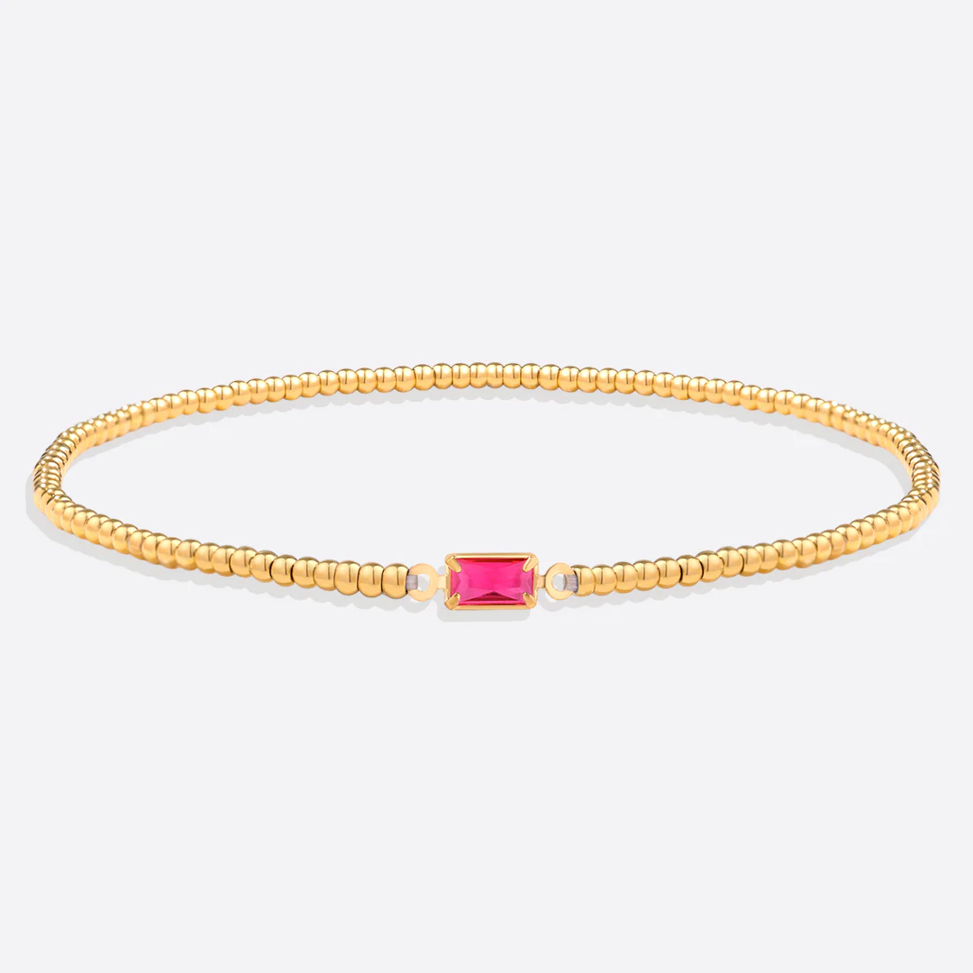 Gold Beaded Birthstone Bracelet - Image 33