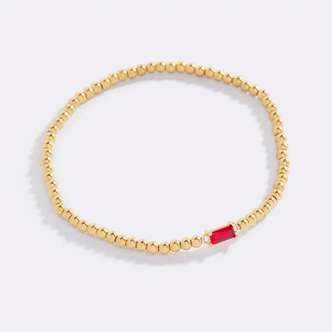 Gold Beaded Birthstone Bracelet - Image 4