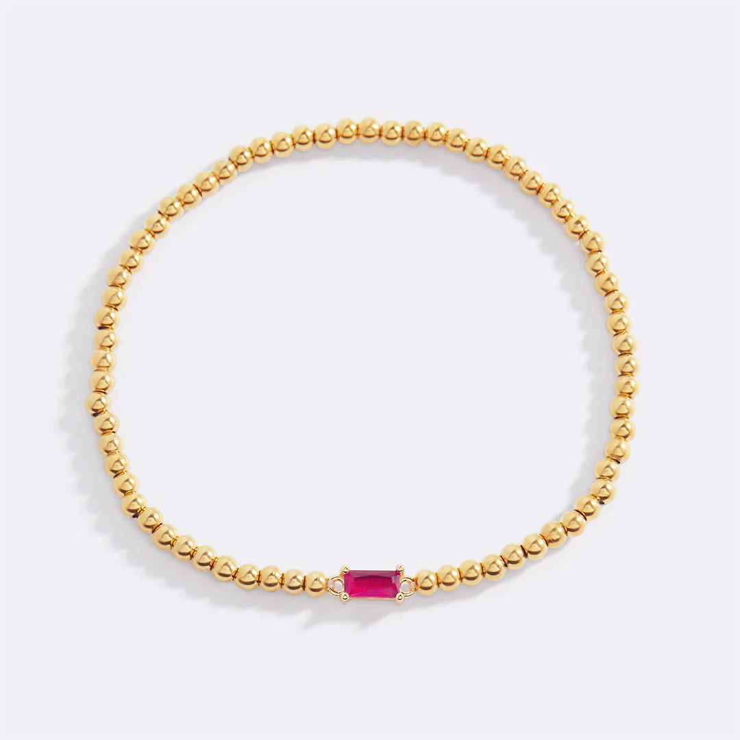 Gold Beaded Birthstone Bracelet - Image 54