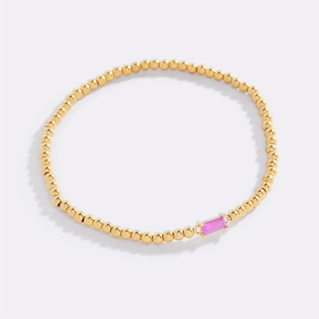 Gold Beaded Birthstone Bracelet - Image 60