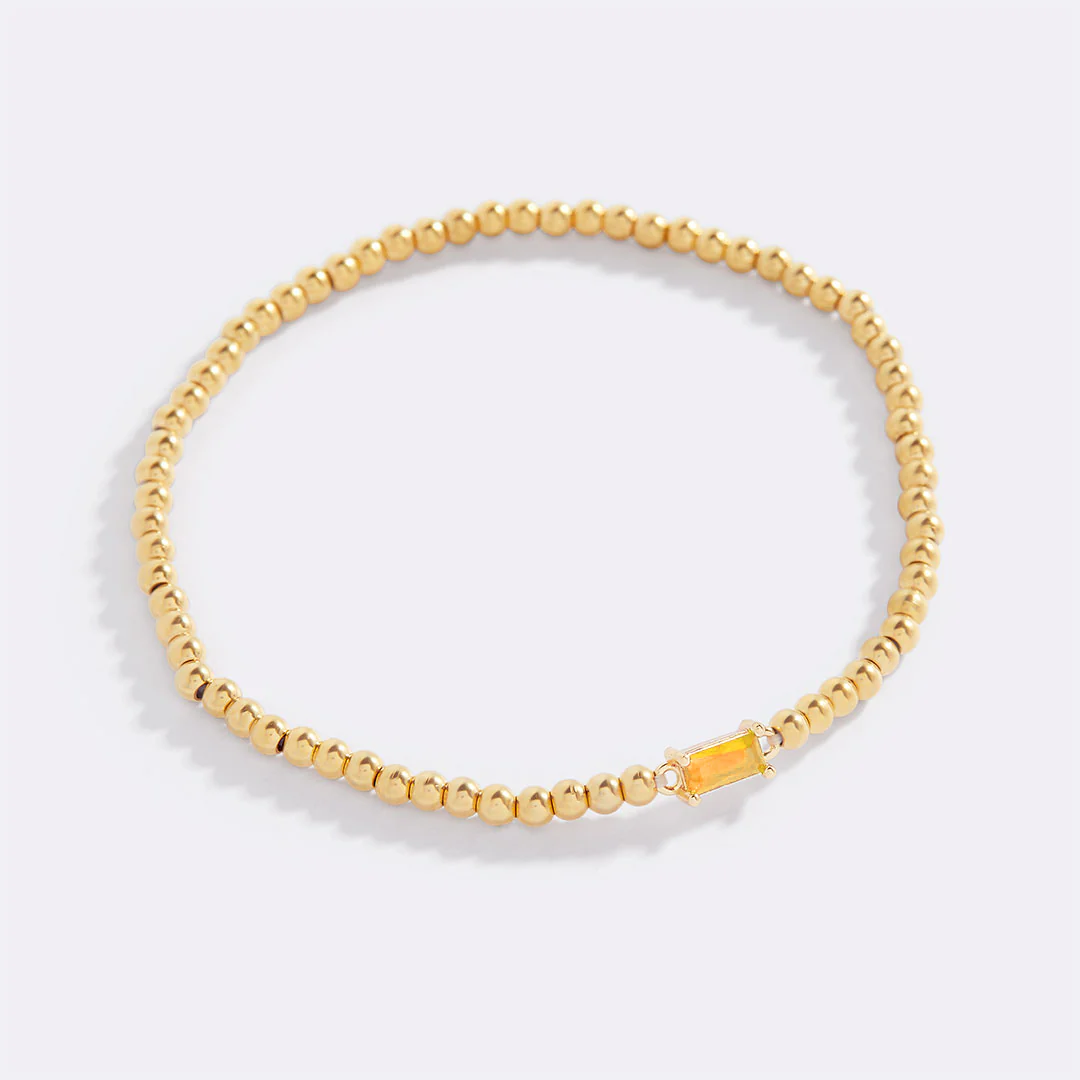 Gold Beaded Birthstone Bracelet - Image 61