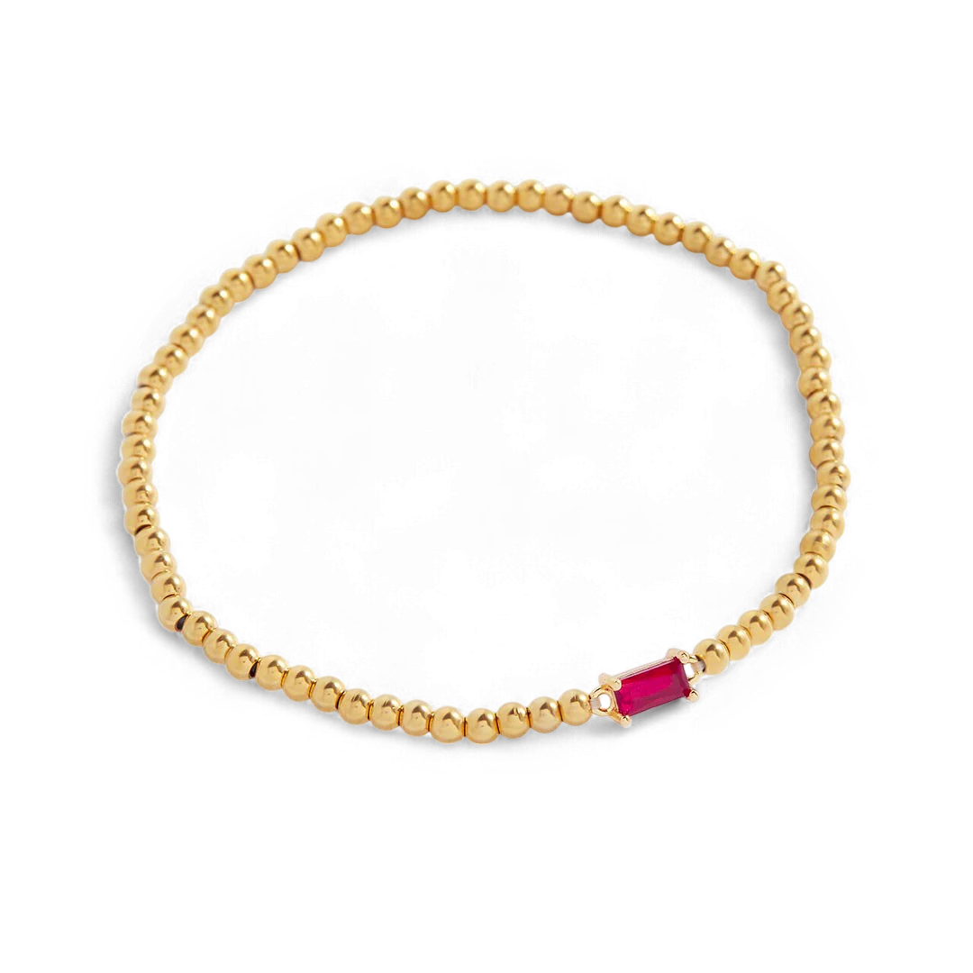 Gold Beaded Birthstone Bracelet - Image 70