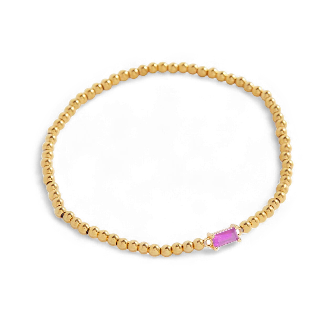 Gold Beaded Birthstone Bracelet - Image 75