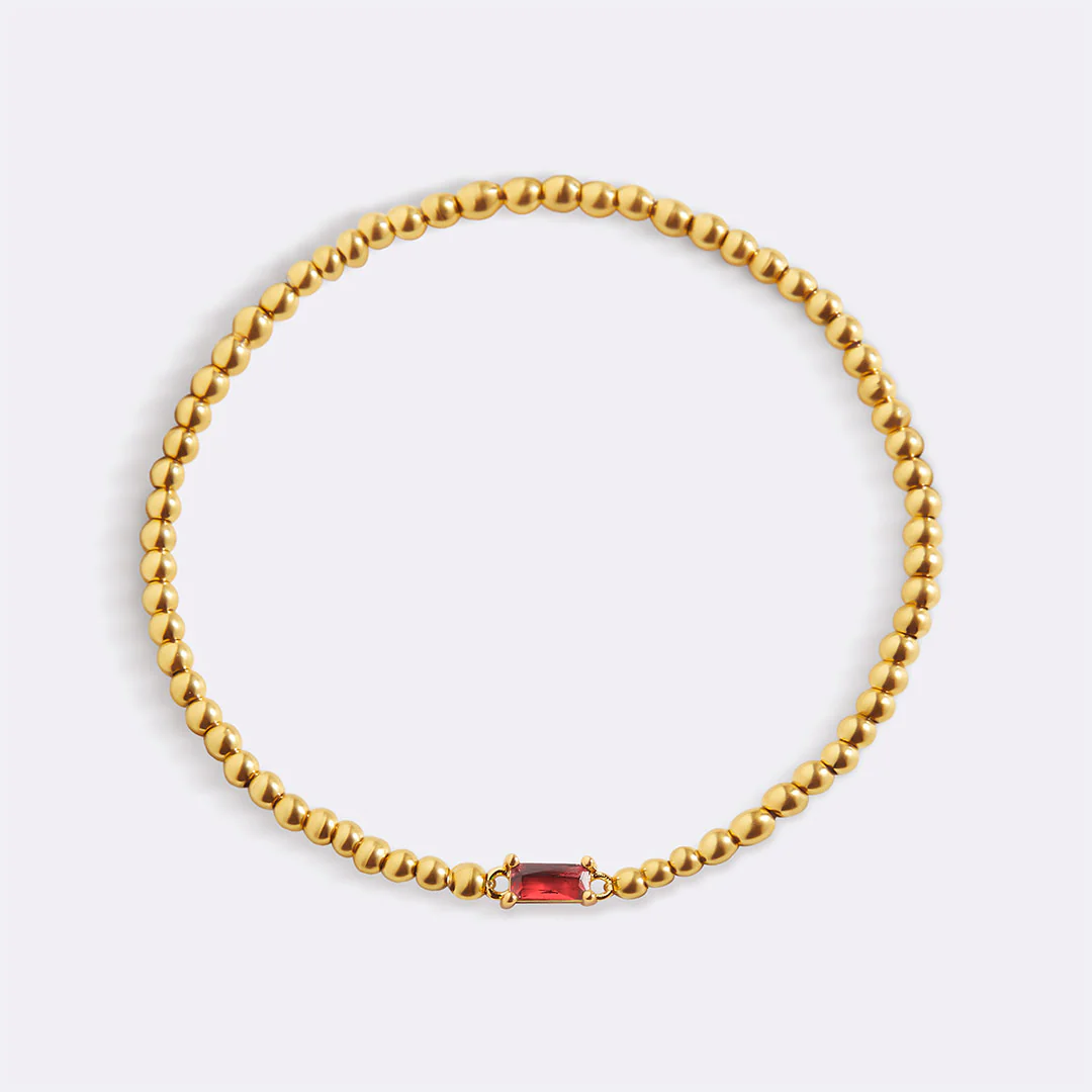 Gold Beaded Birthstone Bracelet - Image 77