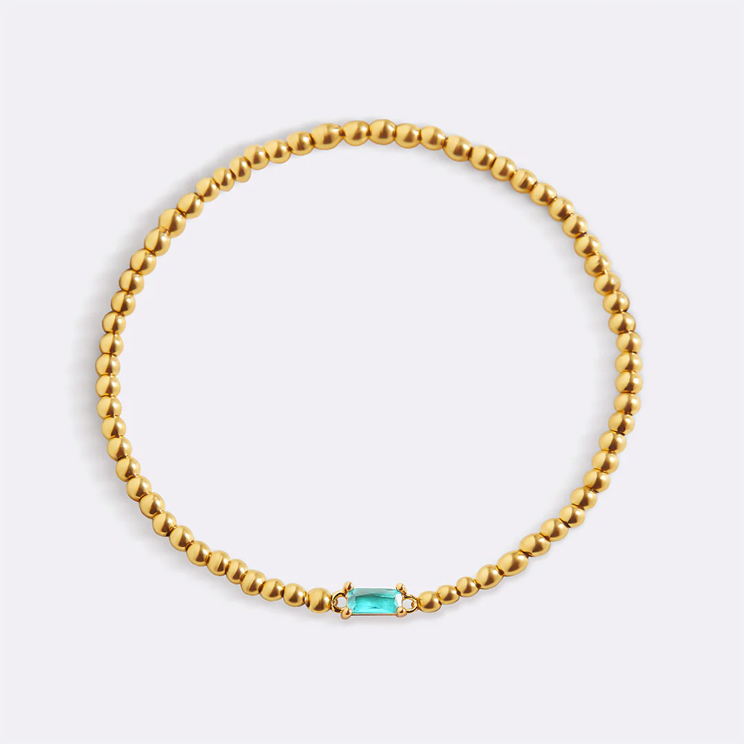 Gold Beaded Birthstone Bracelet - Image 80