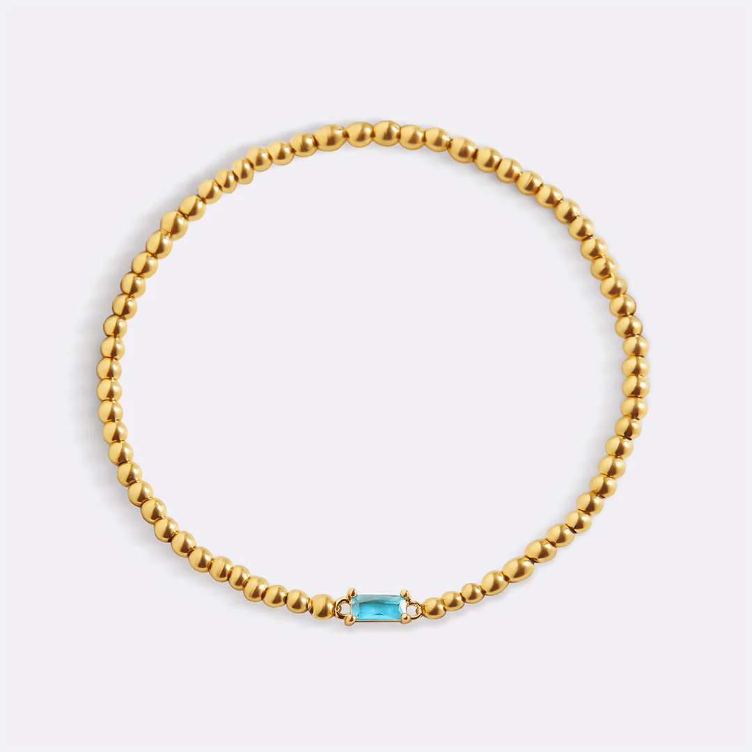 Gold Beaded Birthstone Bracelet - Image 81