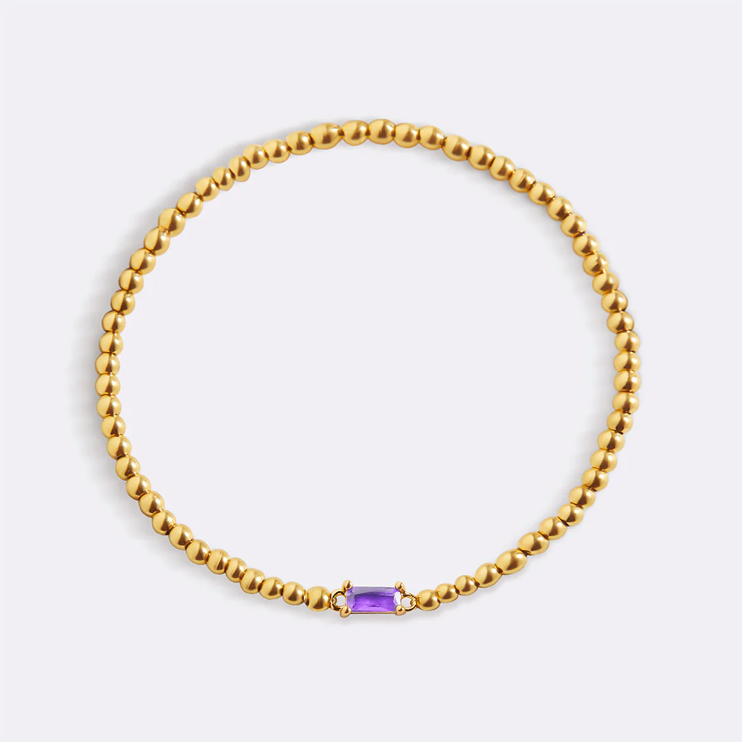 Gold Beaded Birthstone Bracelet - Image 87