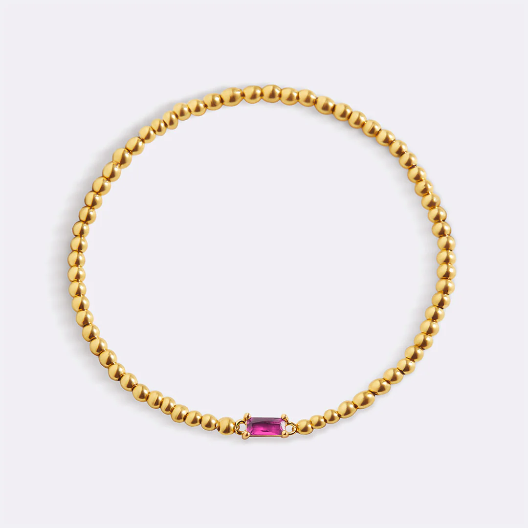 Gold Beaded Birthstone Bracelet - Image 89
