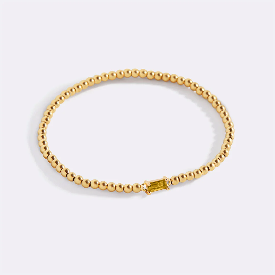 Gold Beaded Birthstone Bracelet - Image 96