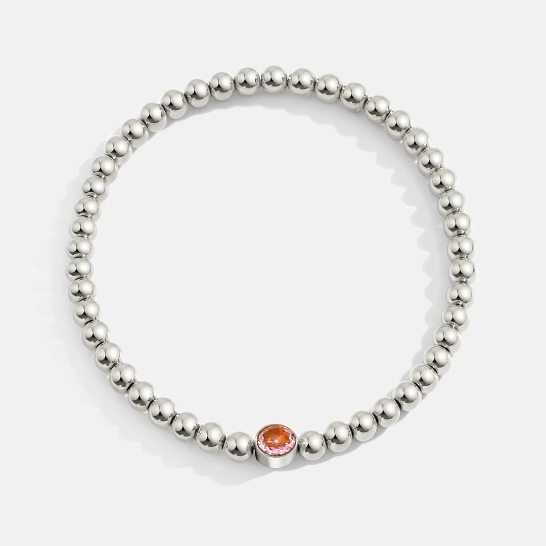 Gold Beaded Bubble Birthstone Bracelet - Image 35