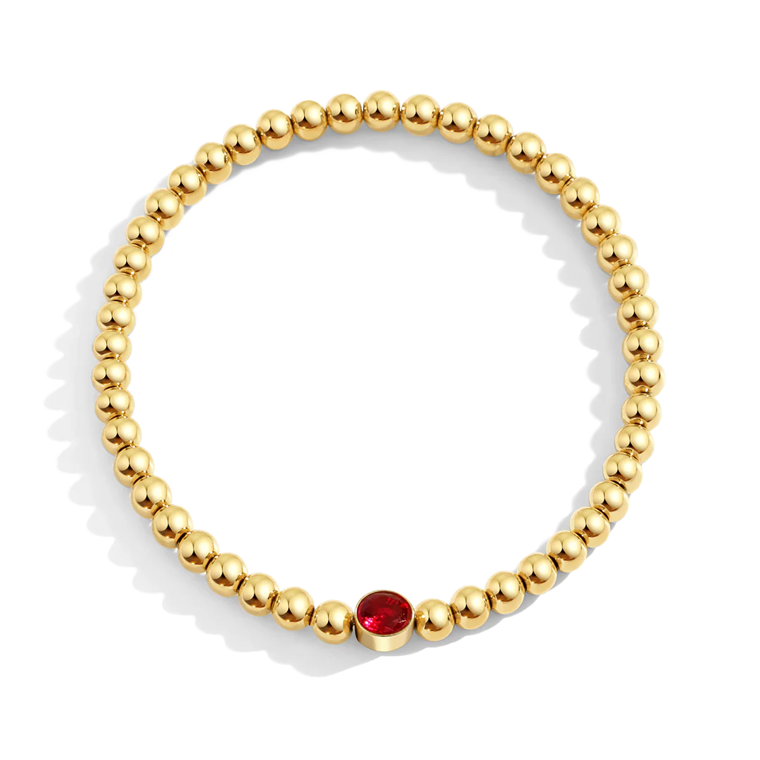 Gold Beaded Bubble Birthstone Bracelet - Image 4