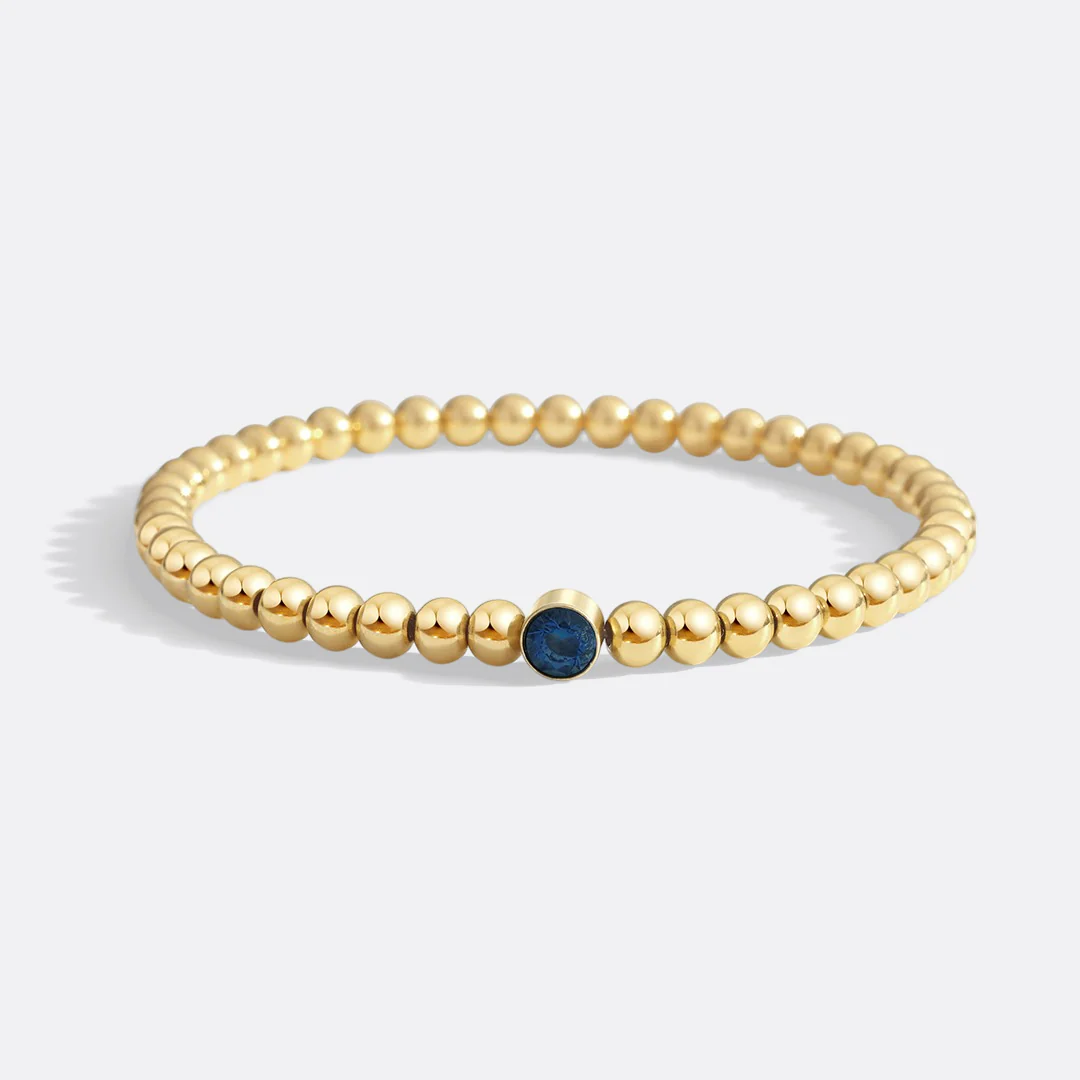 Gold Beaded Bubble Birthstone Bracelet - Image 53