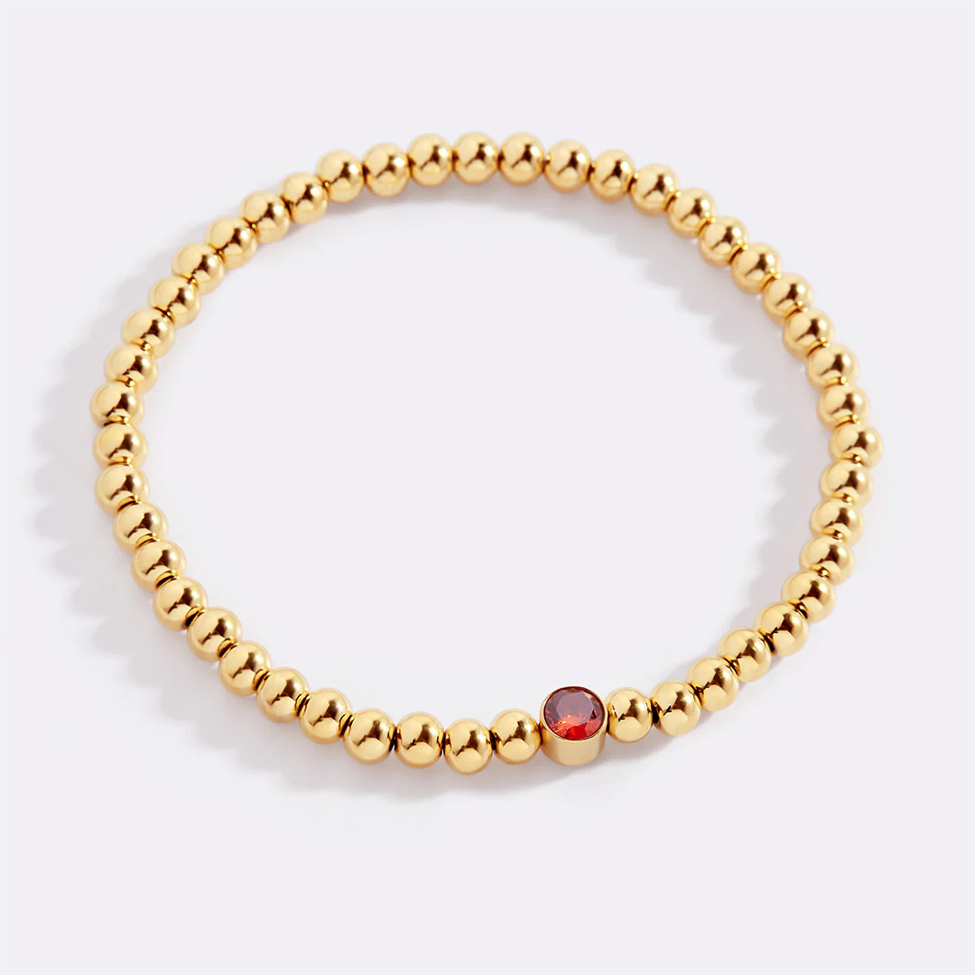 Gold Beaded Bubble Birthstone Bracelet - Image 80