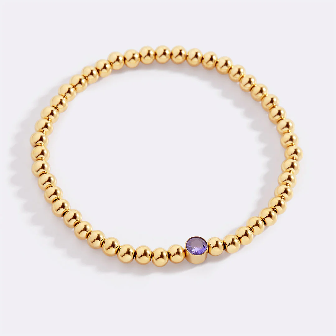 Gold Beaded Bubble Birthstone Bracelet - Image 82