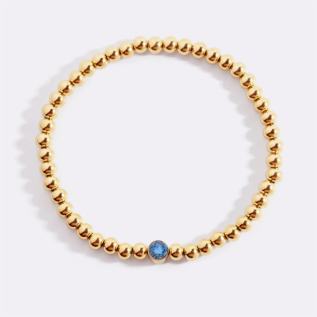 Gold Beaded Bubble Birthstone Bracelet - Image 84