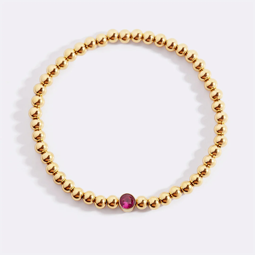 Gold Beaded Bubble Birthstone Bracelet - Image 92