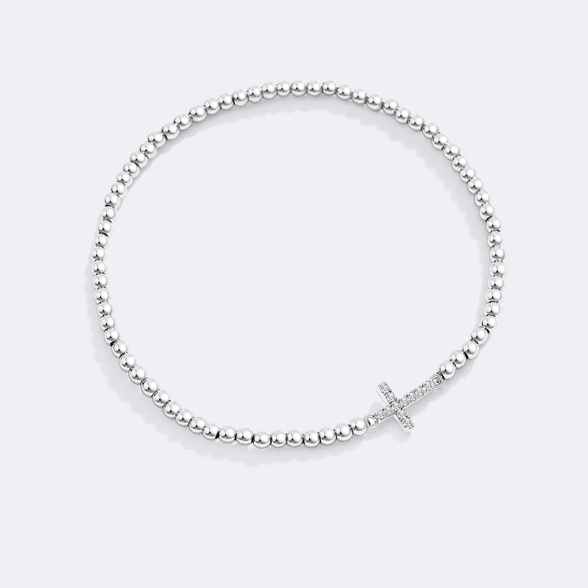 Gold Beaded Cross Stretch Bracelet - Image 12