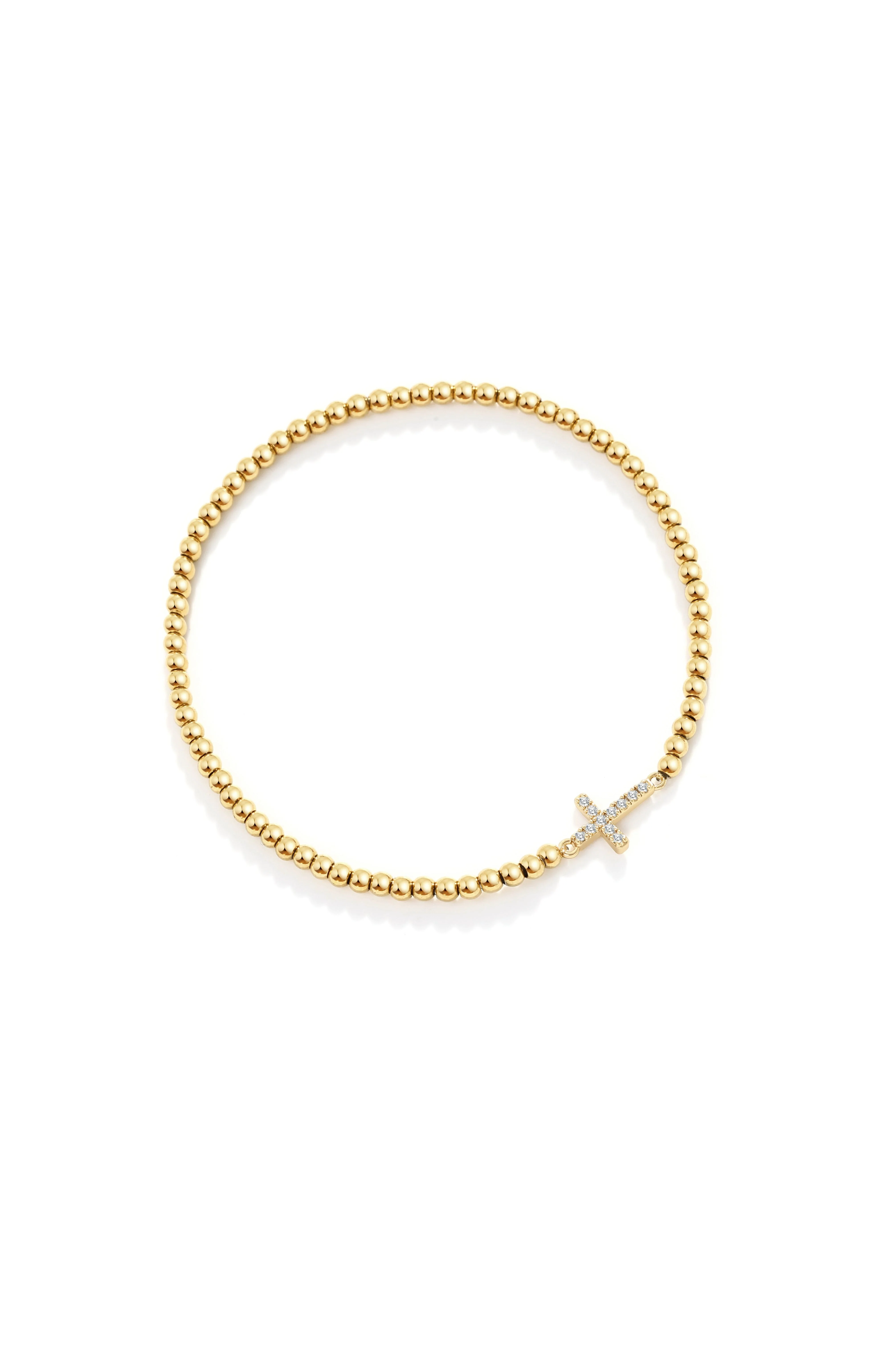 Gold Beaded Cross Stretch Bracelet - Image 22