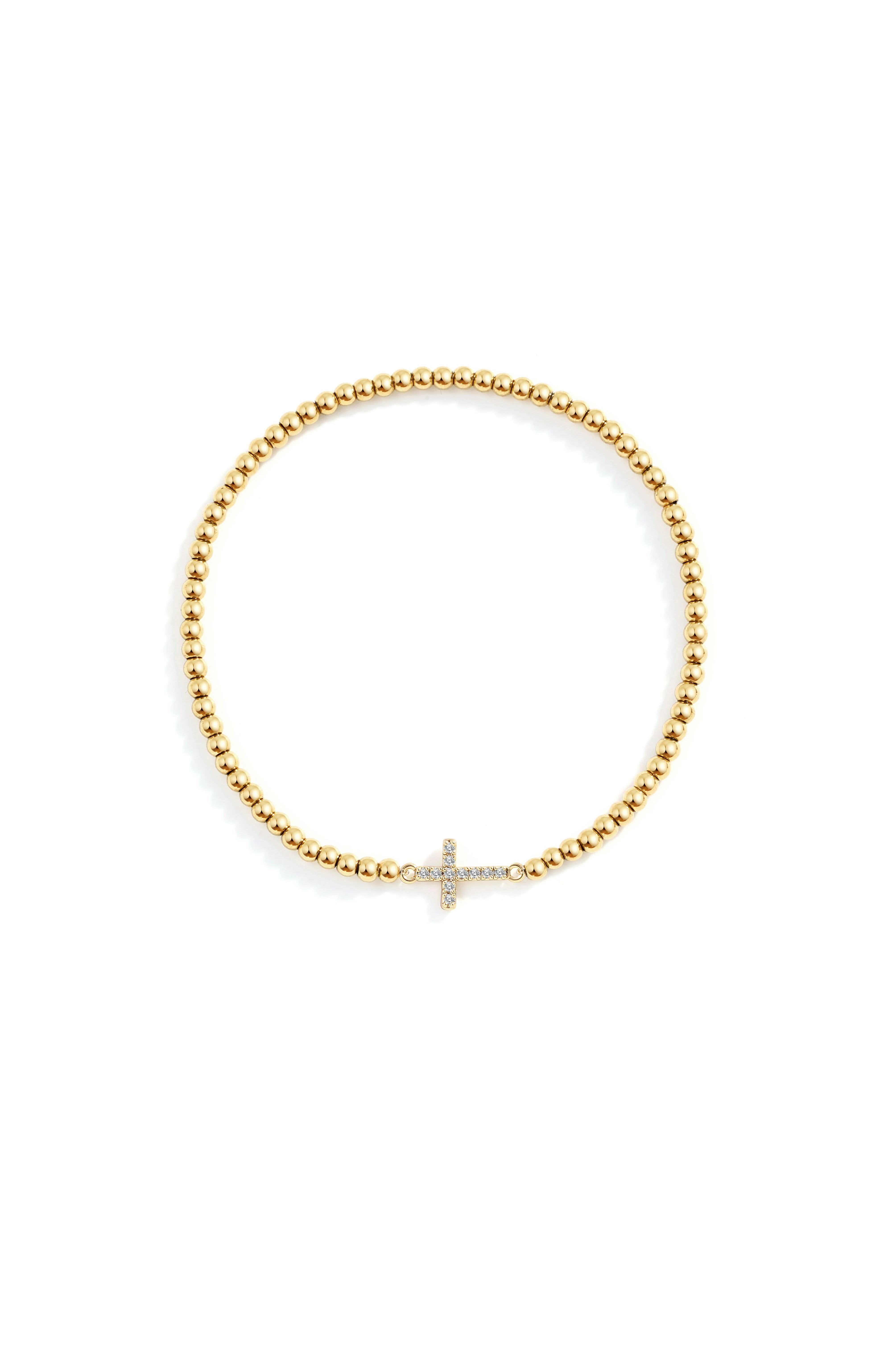Gold Beaded Cross Stretch Bracelet - Image 23