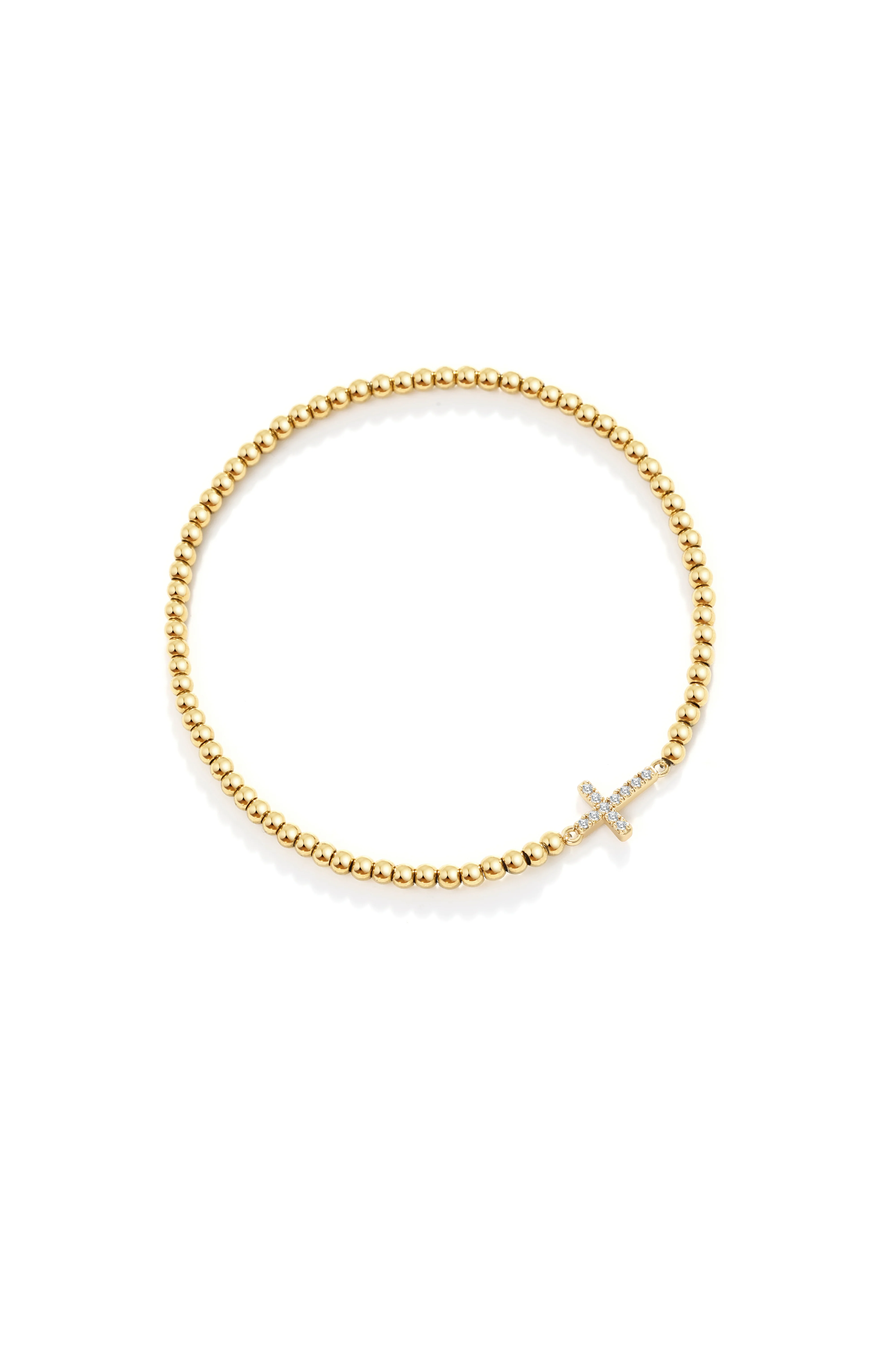 Gold Beaded Cross Stretch Bracelet - Image 4