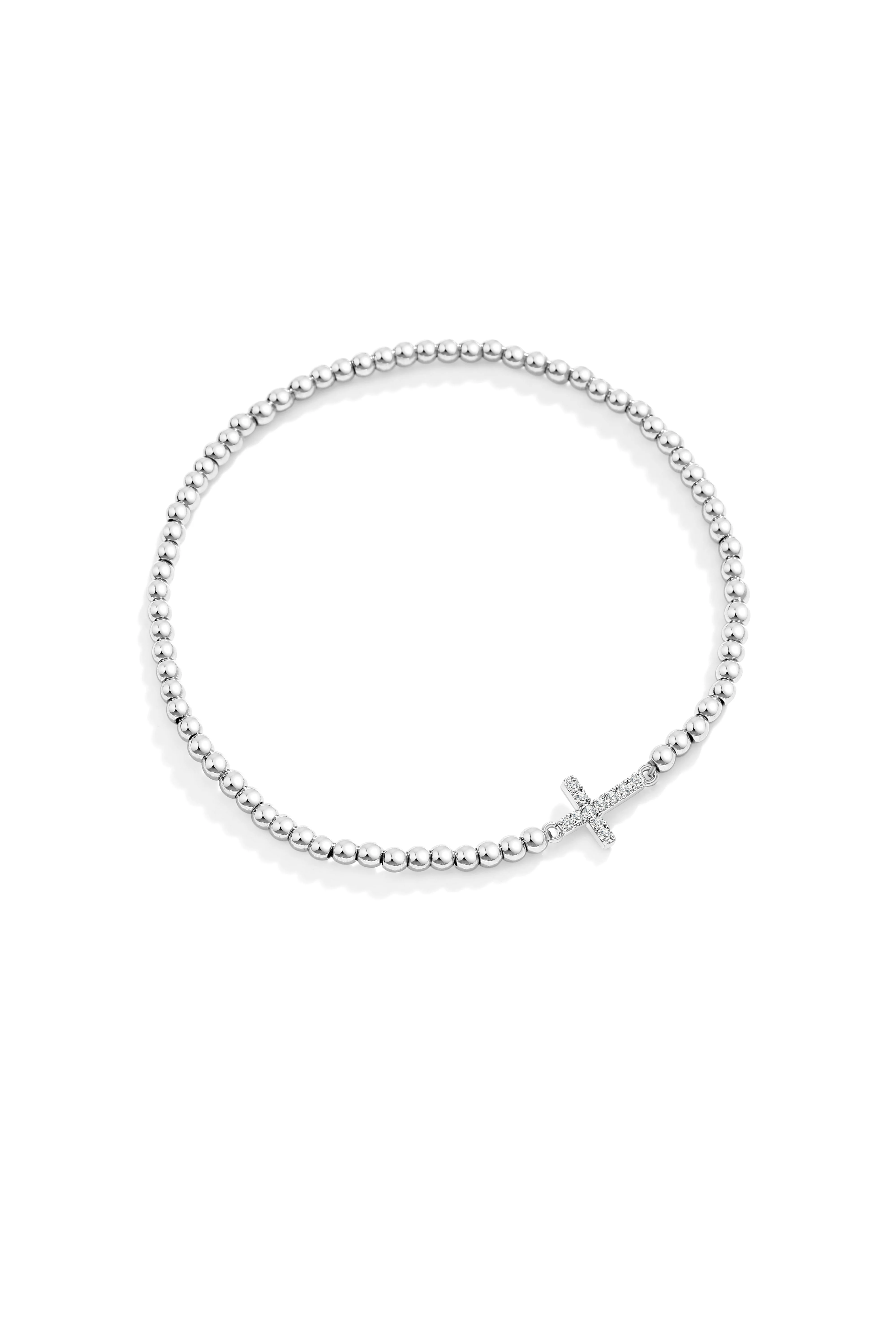 Gold Beaded Cross Stretch Bracelet - Image 5