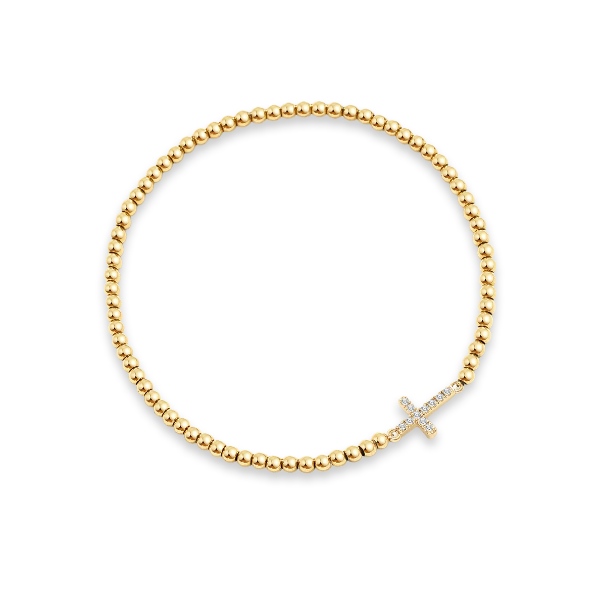 Gold Beaded Cross Stretch Bracelet - Image 7