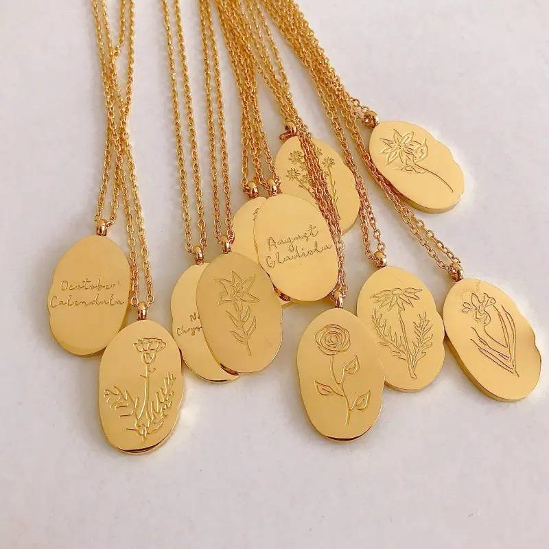 Gold Birth Flower Pendant Necklace - Image 13