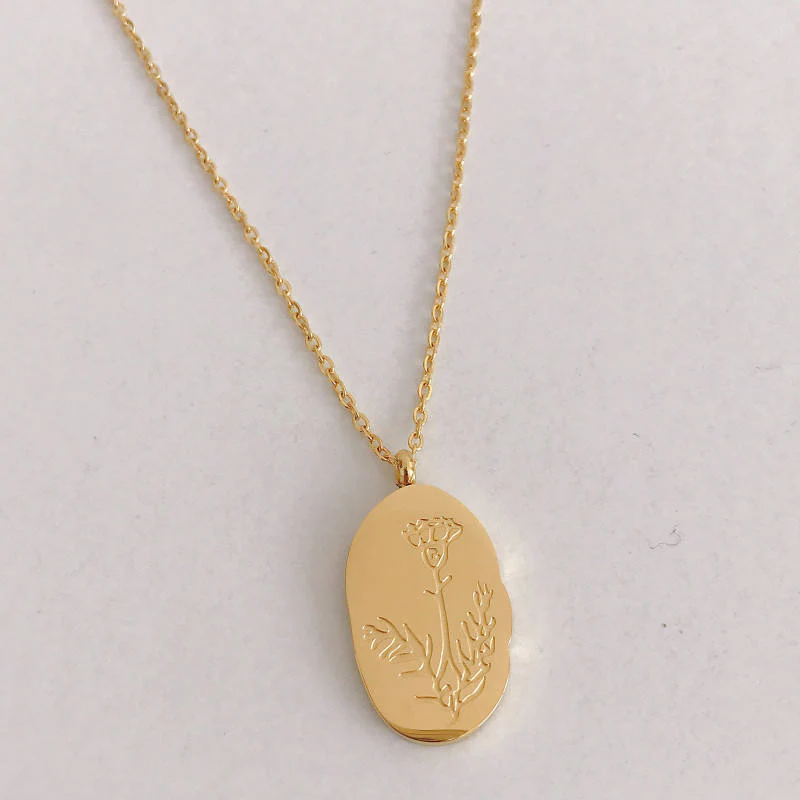 Gold Birth Flower Pendant Necklace - Image 14