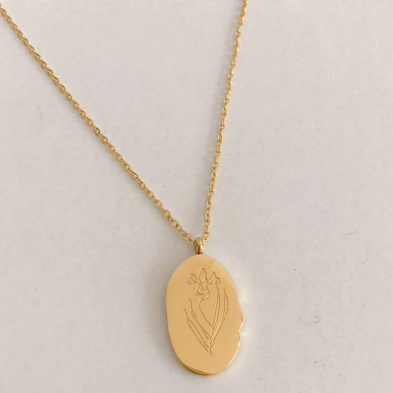 Gold Birth Flower Pendant Necklace - Image 15