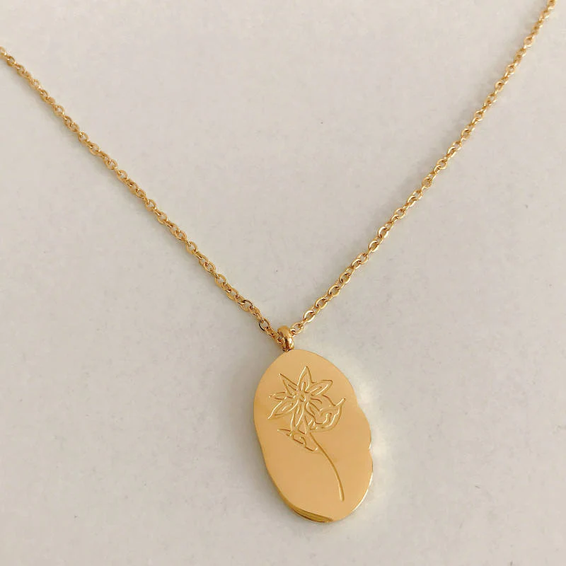 Gold Birth Flower Pendant Necklace - Image 18