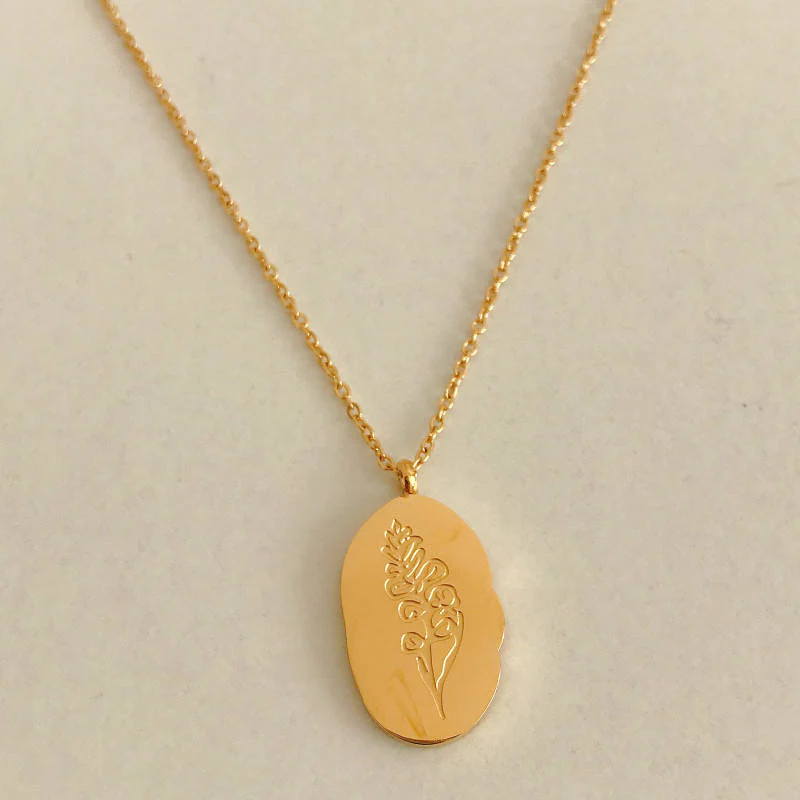 Gold Birth Flower Pendant Necklace - Image 20