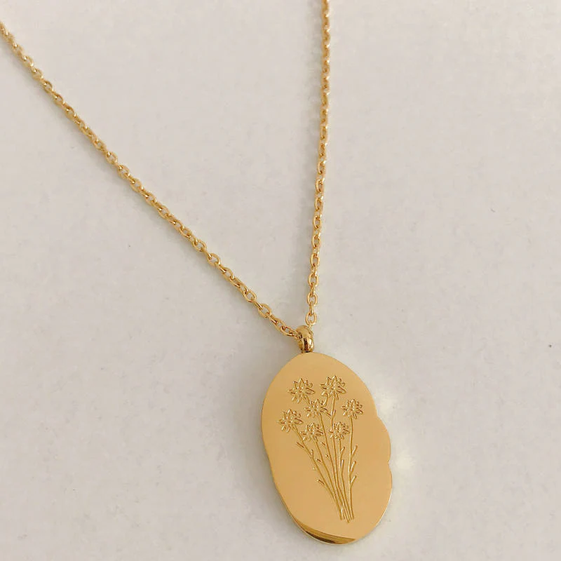 Gold Birth Flower Pendant Necklace - Image 21