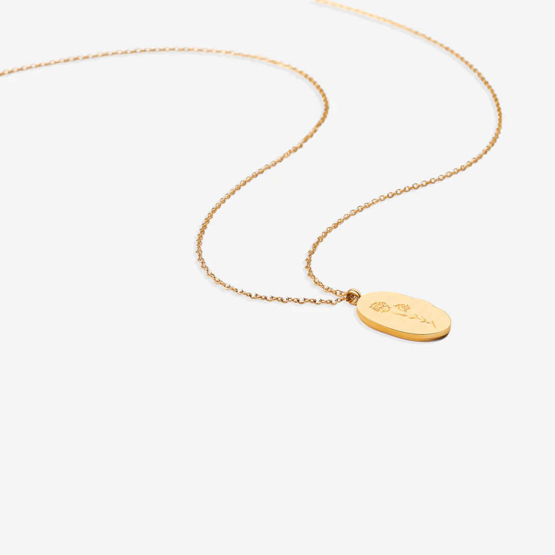 Gold Birth Flower Pendant Necklace - Image 4