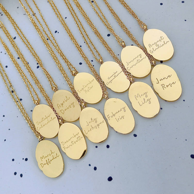 Gold Birth Flower Pendant Necklace - Image 48